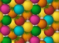 3D Festive Christmas Decoration seamless pattern, colorful balls for decoration of new year celebration gift paper, seasonal sales Royalty Free Stock Photo