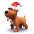 3d Festive puppy dog wears a Santa hat