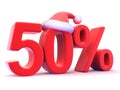 3d Fifty percent Christmas Sale with Santa hat