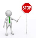 3D figure as driving instructor with stop sign