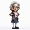 Granny 3d Digital Model: Poseable Figurine With Schoolgirl Lifestyle Royalty Free Stock Photo