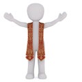 3D figure of spiritual leader stretches his arms