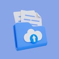 3d file document upload icon. Cloud computing concept. laptop with an upload icon and progress bar.