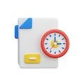3d file icon with clock isolated on white background Royalty Free Stock Photo