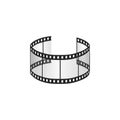 3D film strip rolled into circle, photographic and movie tape bend Royalty Free Stock Photo