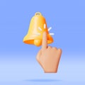 3D Finger Click the Bell Subscribe Icon