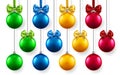 3d fir tree toys with bow for new year, xmas Royalty Free Stock Photo