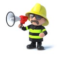 3d Firefighter using a megaphone