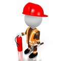 3D fireman with extinguisher, white background Royalty Free Stock Photo