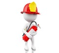 3d Fireman with helment and extinguisher. Royalty Free Stock Photo