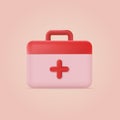 3d first aid kit ambulance emergency box sign. Vector