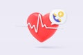 3d first aid medicine and emergency call to hospital for diagnostic health pharmaceutical. Heart checkup online consultation with
