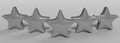 3d five gray star on color background. Render and illustration of golden star for premium review