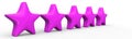 3d five purple star on color background. Render and illustration of golden star for premium review