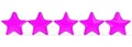 3d five purple star on color background. Render and illustration of golden star for premium review