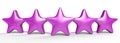 3d five purple star on color background. Render and illustration of golden star for premium review