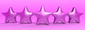 3d five purple star on color background. Render and illustration of golden star for premium review