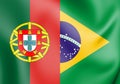 3D Flag of Brazil and Portugal. Royalty Free Stock Photo