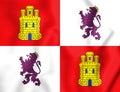 3D Flag of Castile and Leon, Spain. Royalty Free Stock Photo