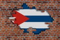 3D Flag of Cuba behind the broken stone wall Royalty Free Stock Photo