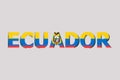 3D Flag of Ecuador on a text