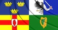 3D Flag of Four Provinces of Ireland, Ireland. Royalty Free Stock Photo