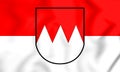 3D Flag of Franconia, Germany. Royalty Free Stock Photo