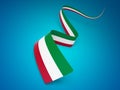 3d Flag Of Italy 3d Wavy Shiny Italy Ribbon Isolated On Blue Background, 3d illustration