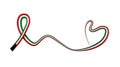 3d Flag Of Kuwait, Heart-Shaped, Shiny Wavy Awareness Ribbon On White Background, 3d illustration