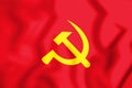 3D Flag of Lao People`s Revolutionary Party.