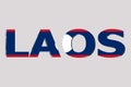 3D Flag of Laos on a text