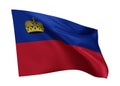 3d flag of Liechtenstein isolated against white background. 3d rendering