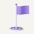 3D Flag in the middle of target. aimed at a goal, increase motivation, a way to achieve a goal concept. icon isolated on Royalty Free Stock Photo