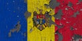 3D Flag of Moldova on stone wall