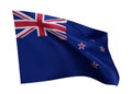 3d flag of New Zealand isolated against white background. 3d rendering Royalty Free Stock Photo