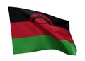 3d flag of republic of Malawi isolated against white background. 3d rendering
