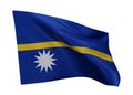 3d flag of Republic of Nauru isolated against white background. 3d rendering