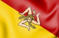 3D Flag of Sicily, Italy. Royalty Free Stock Photo