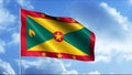 3D flag waving in wind. Motion. Flag of country on background of sky with clouds. Patriotic view with flag of Grenada Royalty Free Stock Photo