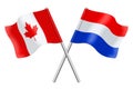 3D Flags of Canada and Netherlands isolated on white background
