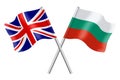 3D Flags of United Kingdom and Bulgaria isolated on a white background