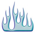 3D flame. Trendy Y2K element. Blue colorful burning fire shape with glossy gradient effect. 3D render. Isolated