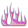 3D flame. Trendy Y2K element. Pink colorful burning fire shape with glossy gradient effect. 3D render. Isolated