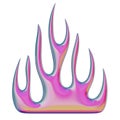 3D flame. Trendy Y2K element. Pink colorful burning fire shape with glossy gradient effect. 3D render. Isolated