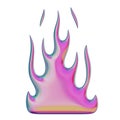 3D flame. Trendy Y2K element. Pink colorful burning fire shape with glossy gradient effect. 3D render. Isolated