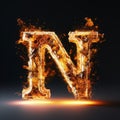 Flame Letter N: 3d Fires Design With Explosive Wildlife And Hyper-realistic Details Royalty Free Stock Photo