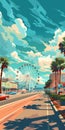 2d Flat Illustration Of Myrtle Beach Scene Without Watermark