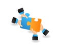 3d flat illustration of two hands putting together a puzzle Royalty Free Stock Photo