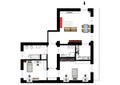 3D floor plan. 3D illustration floorplan