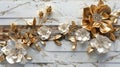 3d floral gold flowers with diamonds wallpaper Royalty Free Stock Photo